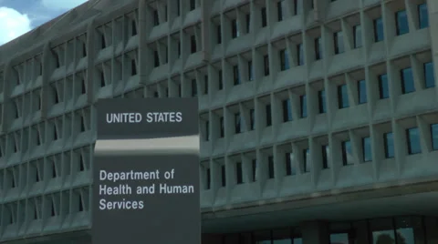 Health and Human Services building, zoom to sign Stock Footage