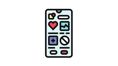 Health app interface personalized tech color icon animation Stock Footage 326118041