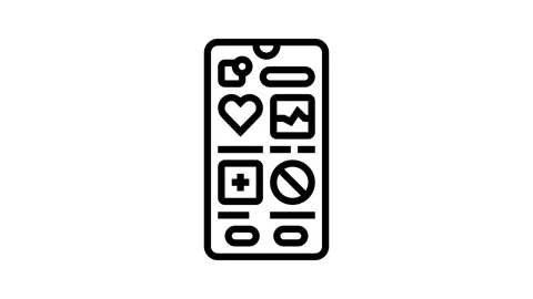 Health app interface personalized tech line icon animation Stock Footage 326125192