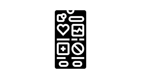 Health app interface personalized tech glyph icon animation Stock Footage 326144902