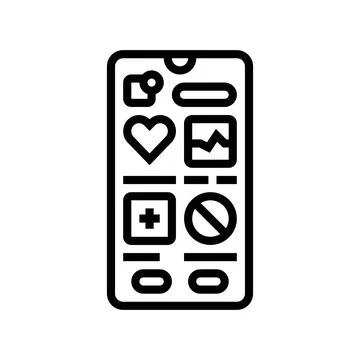 Health app interface personalized tech line icon vector illustration Stock Illustration