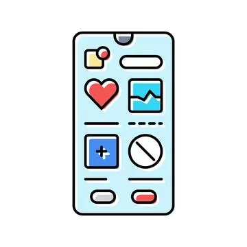Health app interface personalized tech color icon vector illustration Stock Illustration