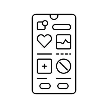 Health app interface personalized tech line icon vector illustration イラスト素材
