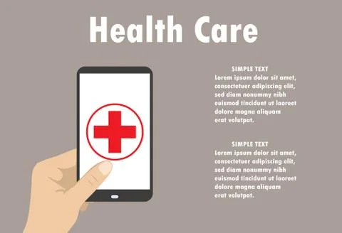 Health application on a smartphone. Flat Vector Stock Illustration