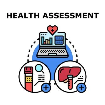 Health assessment process with digital data and medical tests Illustrazione stock