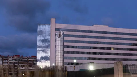 Health Care Modern Hospital Exterior Building Stock Footage