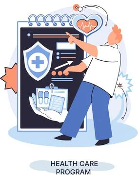 Health care program, online medical services, protection medicine, medical Stock-Illustration