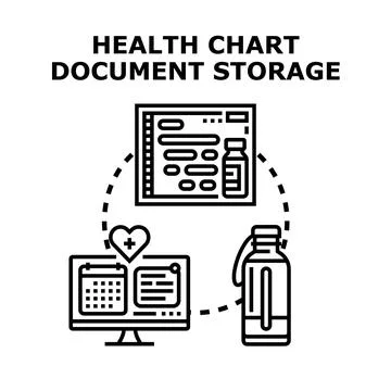 Health chart document storage electronic data system Stock Illustration