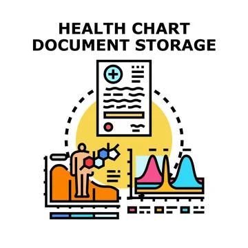 Health chart document storage electronic medical data Stock Illustration
