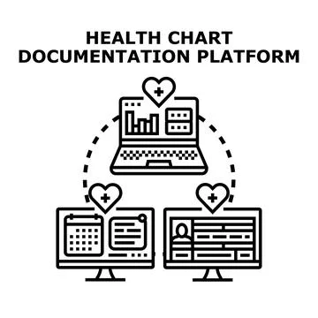 Health chart documentation platform tracking medical patient records Stock Illustration