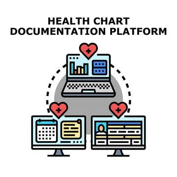 Health chart documentation platform tracking medical patient records 库存插图
