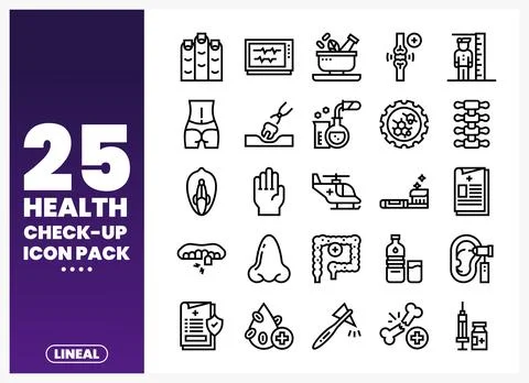Health Check-Up Icon Pack Vector Set with Medical Illustrations イラスト素材