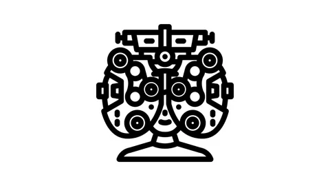 Health check optometry vision eye line icon animation 스톡 동영상 326748622