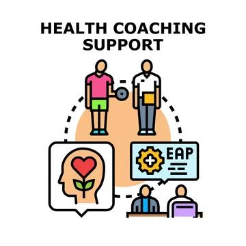Health coaching support assisting personal well being program Stock Illustration