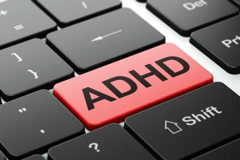 Health concept: ADHD on computer keyboard background Stock Illustration