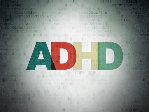 Health concept: ADHD on Digital Data Paper background Stock Illustration