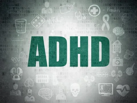 Health concept: ADHD on Digital Data Paper background Stock Illustration
