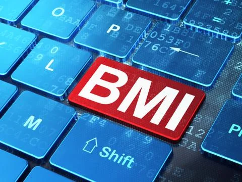 Health concept: BMI on computer keyboard background Illustrazione stock