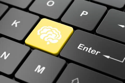 Health concept: Brain on computer keyboard background Stock Illustration