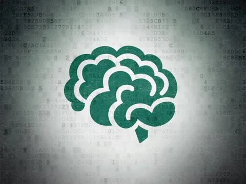 Health concept: Brain on Digital Data Paper background Stock Illustration