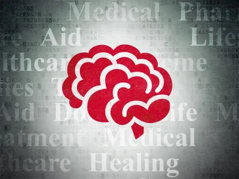 Health concept: Brain on Digital Data Paper background Stock Illustration