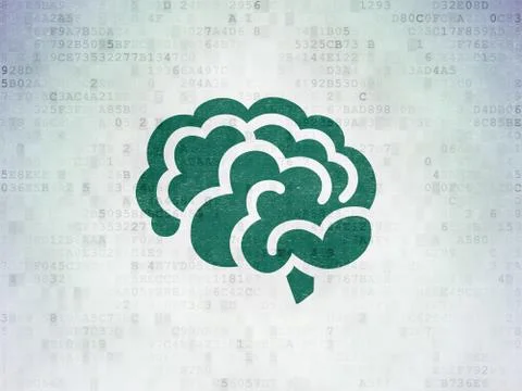 Health concept: Brain on Digital Data Paper background Stock Illustration
