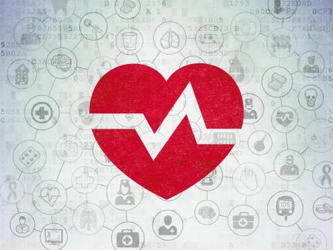 Health concept: Heart on Digital Data Paper background Stock Illustration