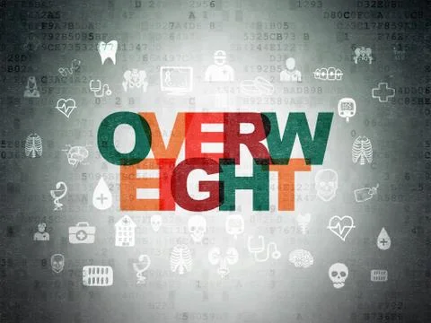 Health concept: Overweight on Digital Data Paper background Illustrazione stock