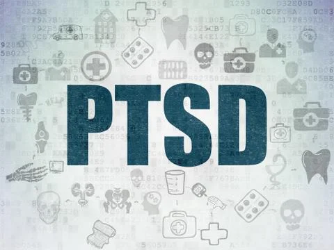 Health concept: PTSD on Digital Data Paper background Stock Illustration