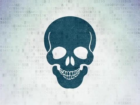 Health concept: Scull on Digital Data Paper background 스톡 일러스트