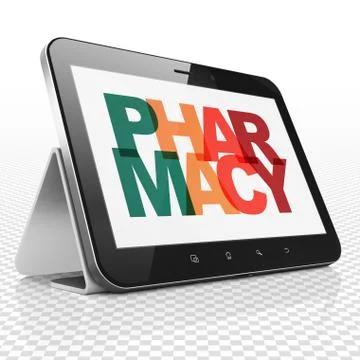 Health concept: Tablet Computer with Pharmacy on  display Stock Illustration