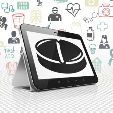 Health concept: Tablet Computer with Pill on display Stock-Illustration