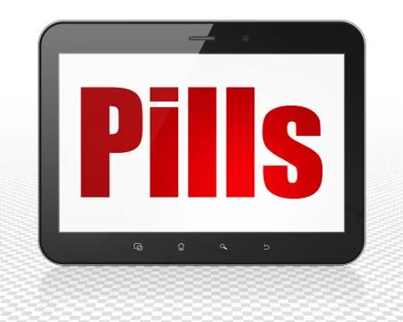 Health concept: Tablet Pc Computer with Pills on display Stock-Illustration