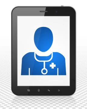 Health concept: Tablet Pc Computer with Doctor on display 스톡 일러스트