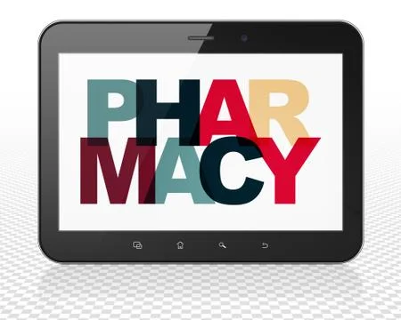 Health concept: Tablet Pc Computer with Pharmacy on  display Stock Illustration