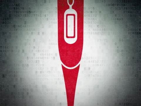 Health concept: Thermometer on Digital Data Paper background 스톡 일러스트