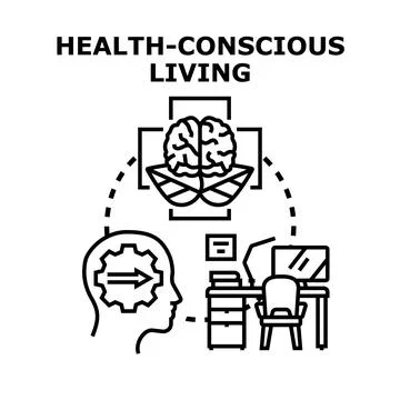 Health conscious living developing mind body connection 스톡 일러스트