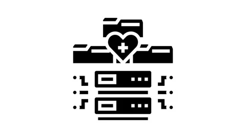 Health data analysis glyph icon animation Stockbeeldmateriaal 326155401