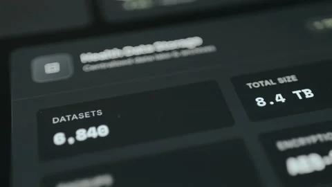 Health Data Storage system, number of datasets and total size in TB Stock Footage 332051177