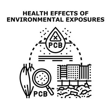 Health effects of environmental exposures pcb contamination concept Illustrazione stock