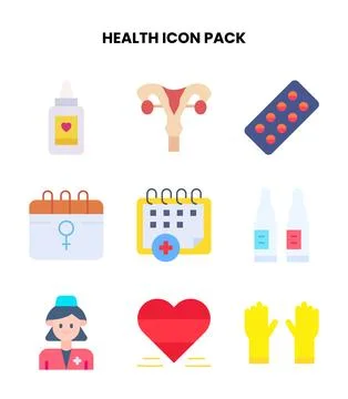 Health Flat Bundle Icons Pack Stock Illustration