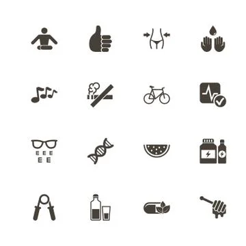 Health - Flat Vector Icons Stock Illustration