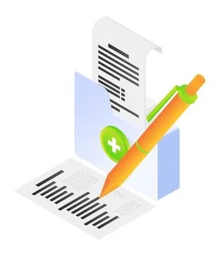 Health folder document of isometric style Stock Illustration