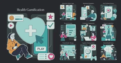 Health Gamification. Flat Vector Illustration Ilustración de archivo