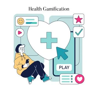 Health Gamification. Flat Vector Illustration 库存插图
