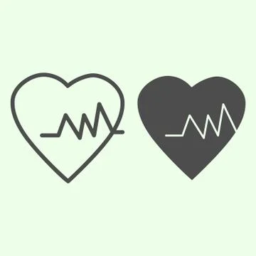 Health heart line and solid icon. Heartbeat cardiogram and rate outline style Stock Illustration