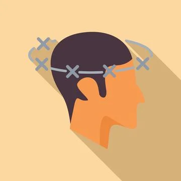 Health ill problem icon flat vector. Dizziness brain 스톡 일러스트