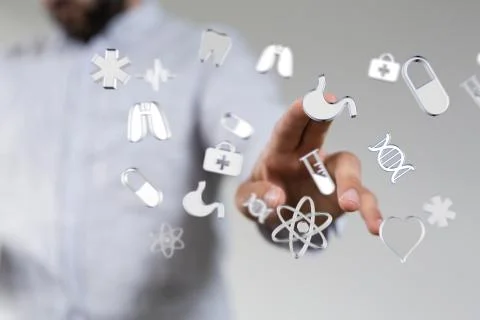 A Health Insurance Concept - digital interface Stock Photos