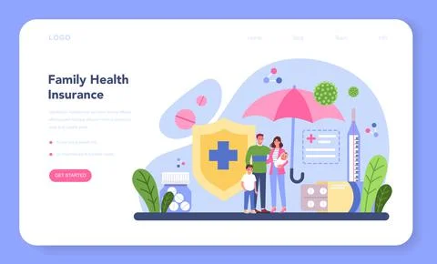 Health insurance web banner or landing page. Idea of security Stock Illustration