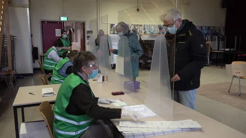 Health measures to avoid spread of Covid-19 coronavirus, elections Netherlands Stock Footage 151474258